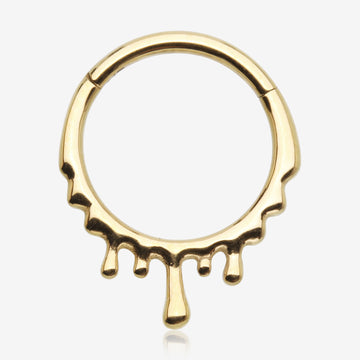Golden Dripping Ooze Clicker Hoop Ring